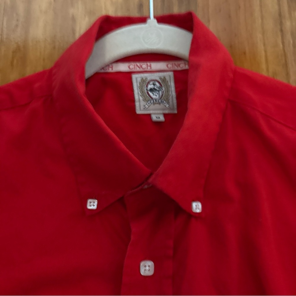 Cinch Men's Bright Red Button-Down Collar Shirt Medium Cowboy Rodeo